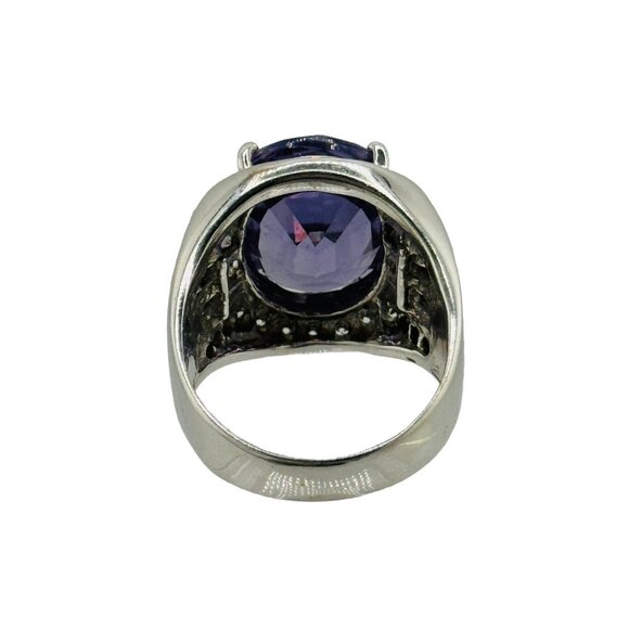 Sterling Silver 925 Purple Sapphire CZ Wide Band Ring Size 8.25 - Picture 5 of 8